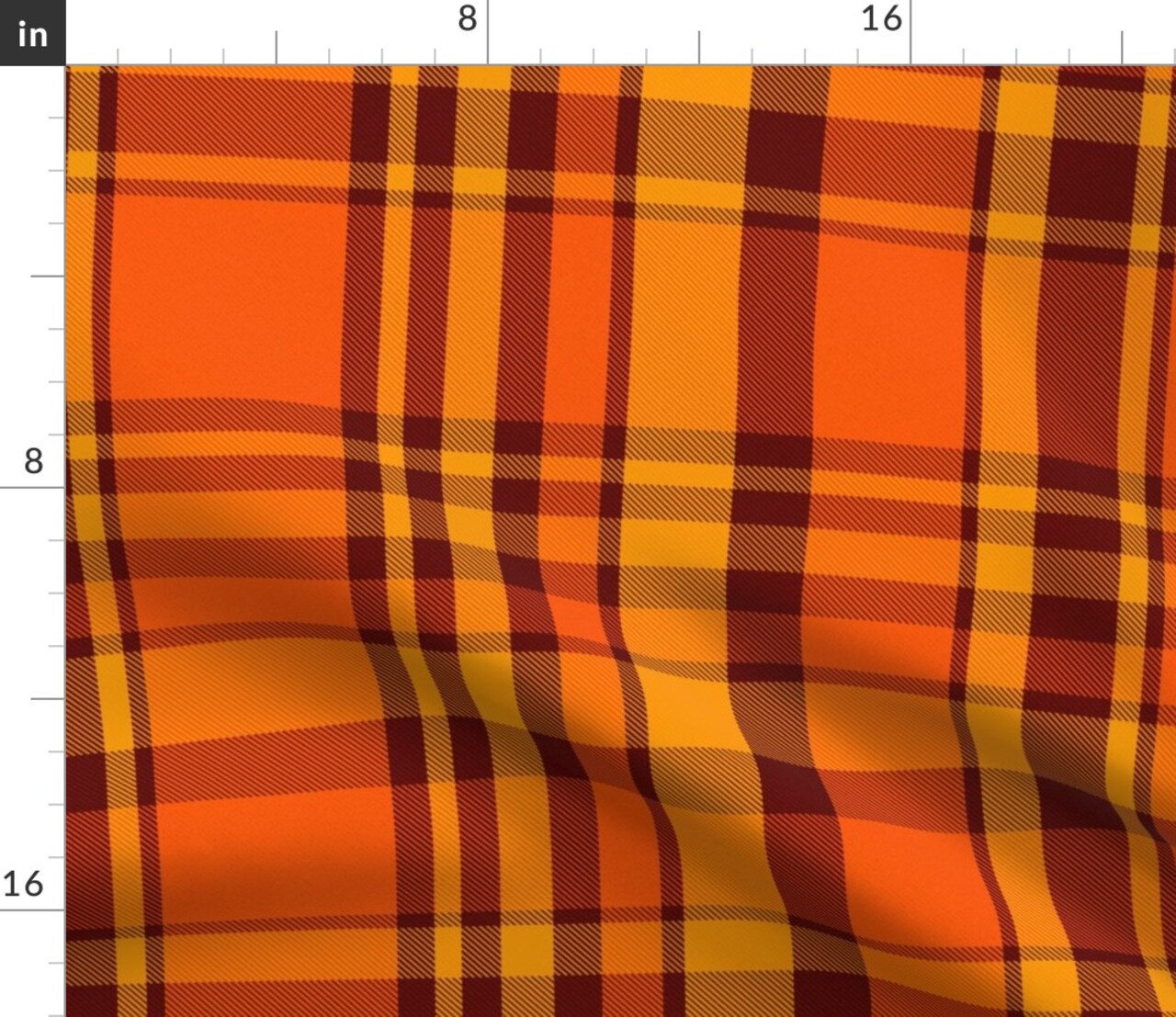Fall Plaid Orange Tartan Autumn Harvest Woven Effect Halloween Check Warm Tones Custom Printed Fabric by Spoonflower Various Fabrics by the Yard or Fat Quarter